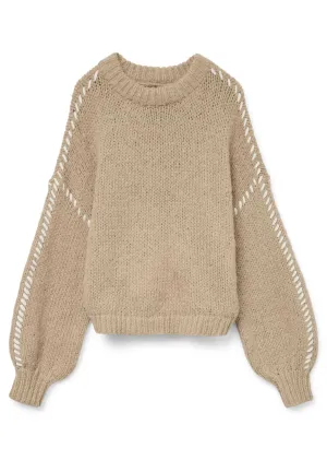 Feng Blanket Stitch Jumper in Beige