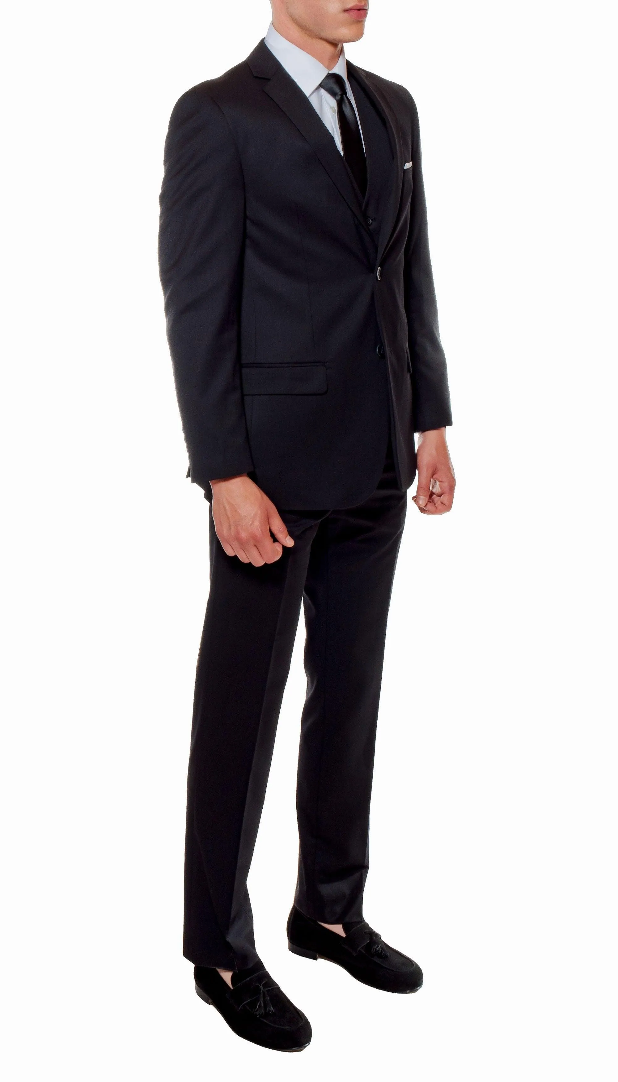 Ferrecci Mens Savannah Black Slim Fit 3 Piece Suit