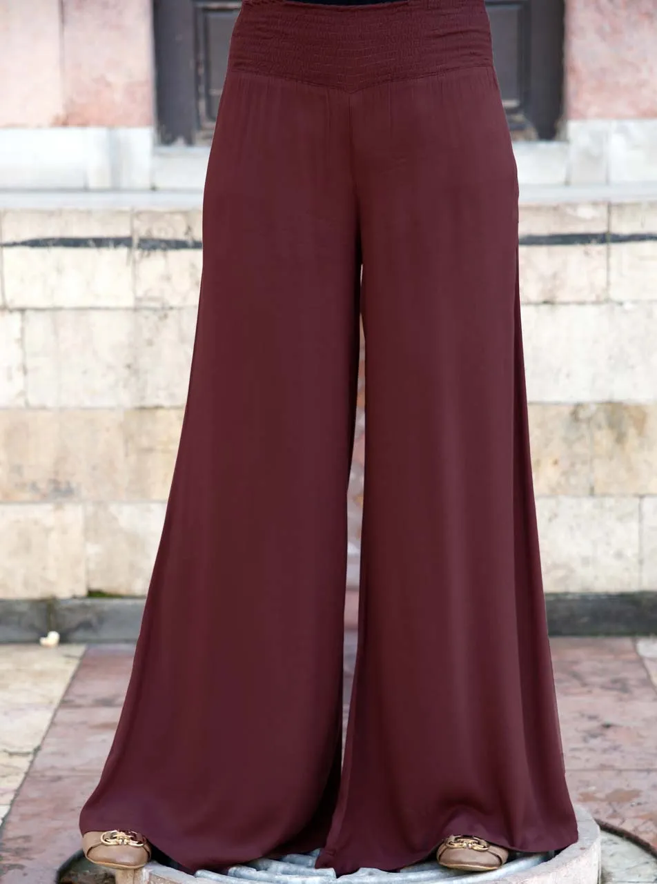 Flared Trousers with Elasticized Waistband