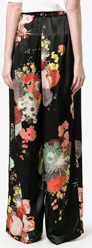 Flower Print Wide-Leg Trousers