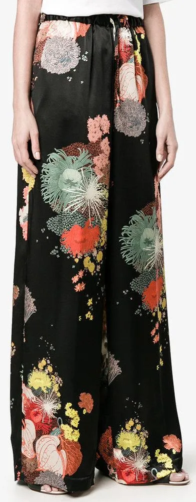 Flower Print Wide-Leg Trousers