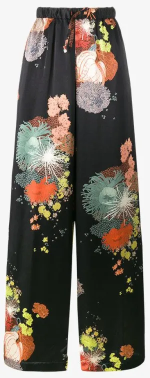 Flower Print Wide-Leg Trousers