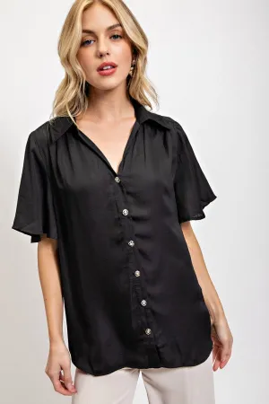 Flutter Sleeve Button Up Top