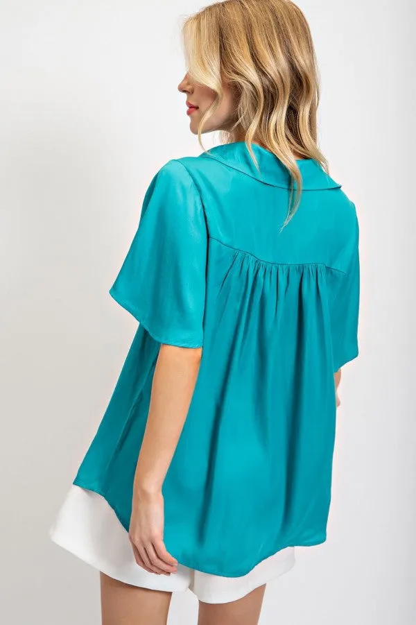 Flutter Sleeve Button Up Top