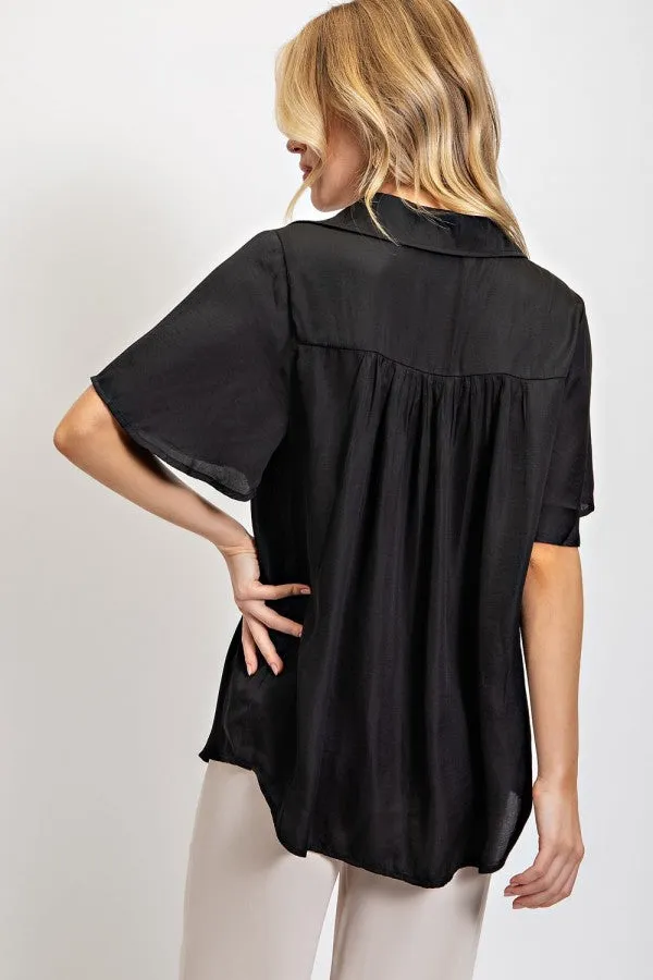 Flutter Sleeve Button Up Top