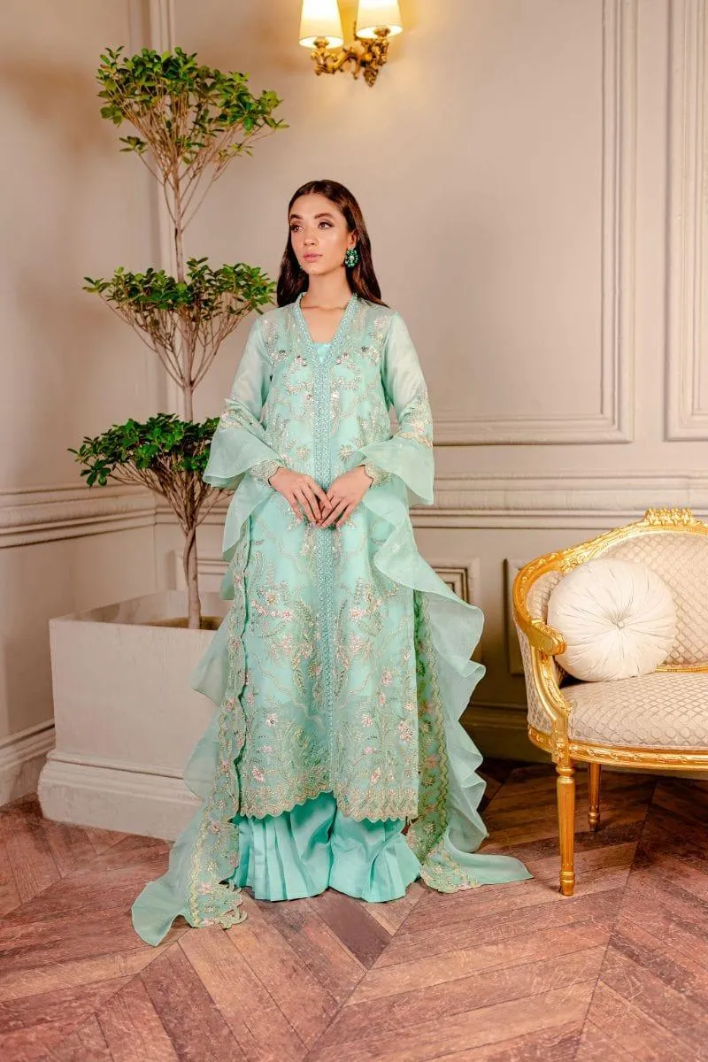 Fozia Khalid - Tiffany Blue - Embroidered  - 4 Piece