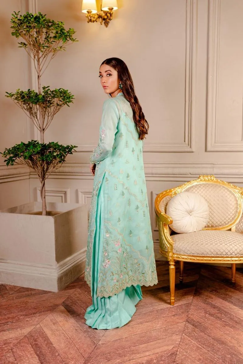 Fozia Khalid - Tiffany Blue - Embroidered  - 4 Piece