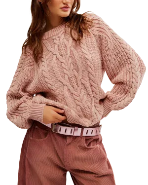 Frankie Cable Jumper in Misty Rose