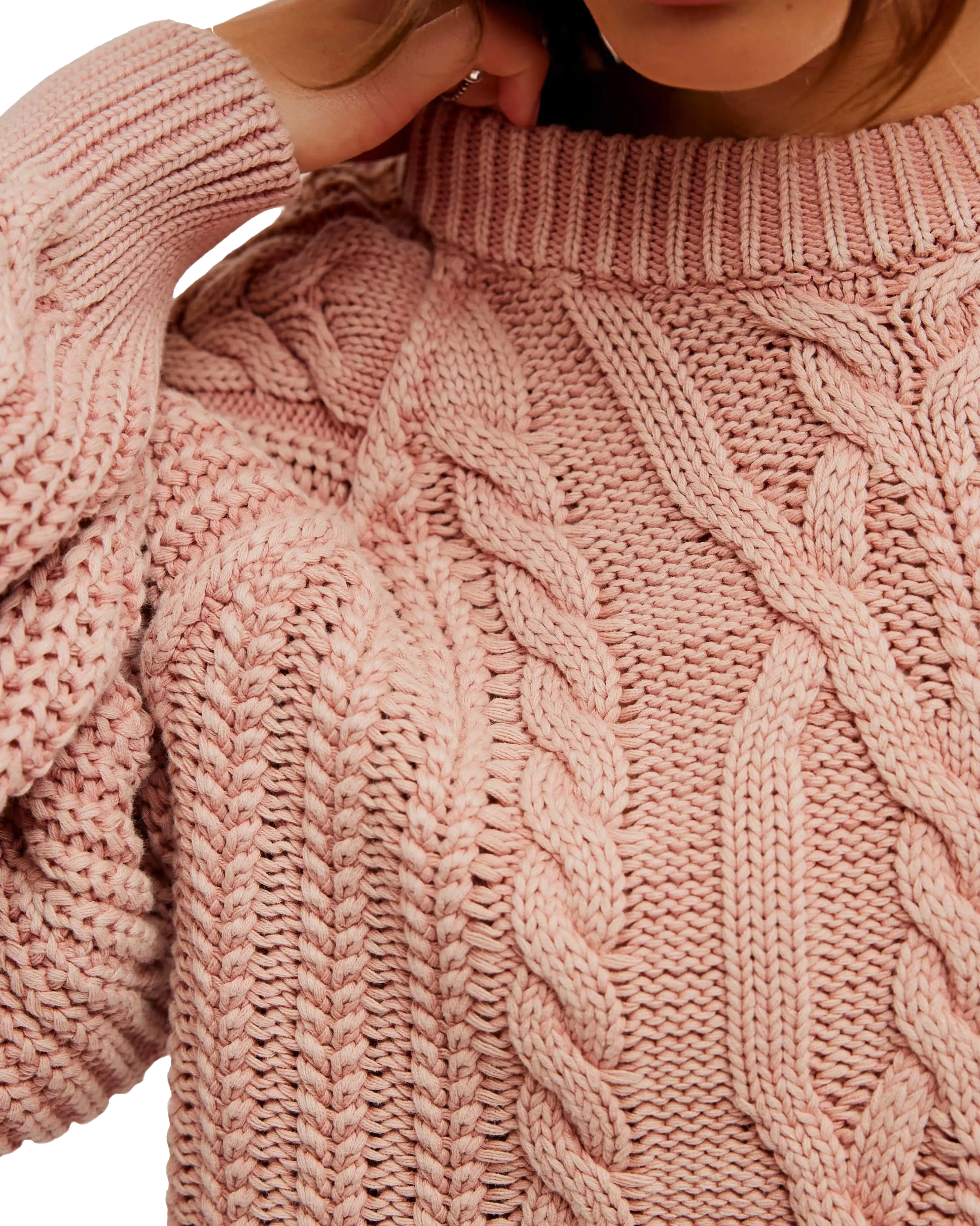 Frankie Cable Jumper in Misty Rose