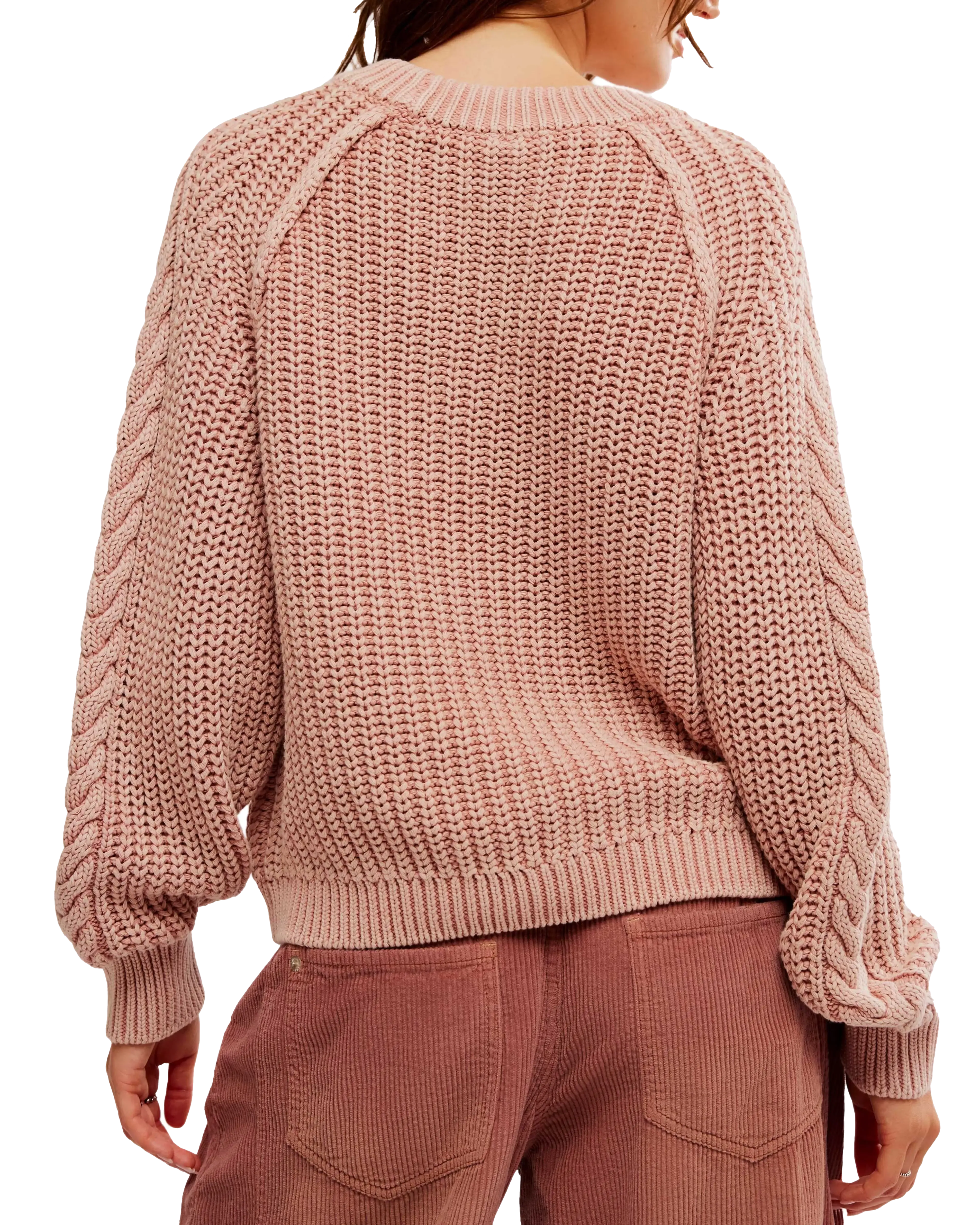 Frankie Cable Jumper in Misty Rose