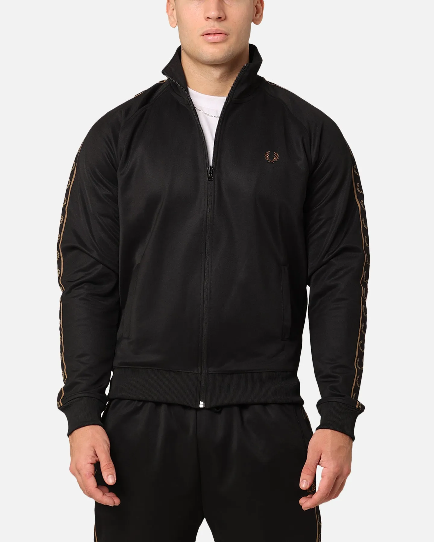 Fred Perry Contrast Tape Track Jacket Black/Stone