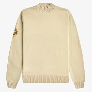 Fred Perry Laurel Wreath Mock Neck Jumper - Oatmeal