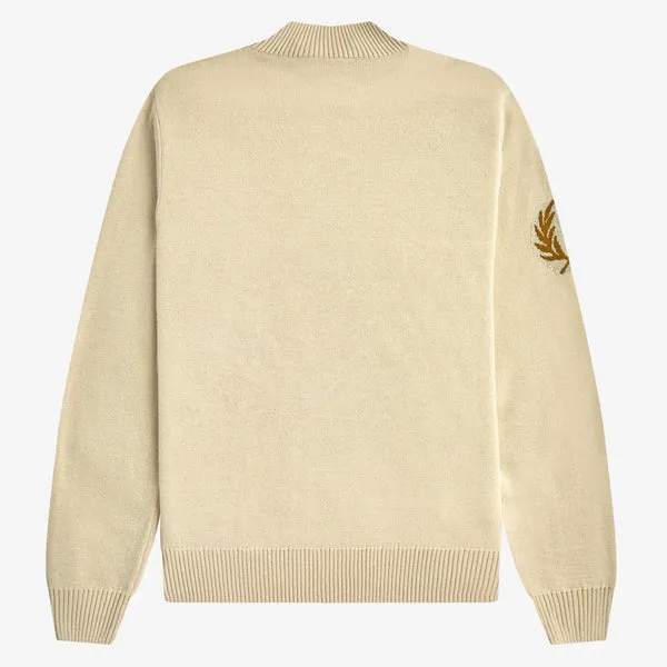 Fred Perry Laurel Wreath Mock Neck Jumper - Oatmeal