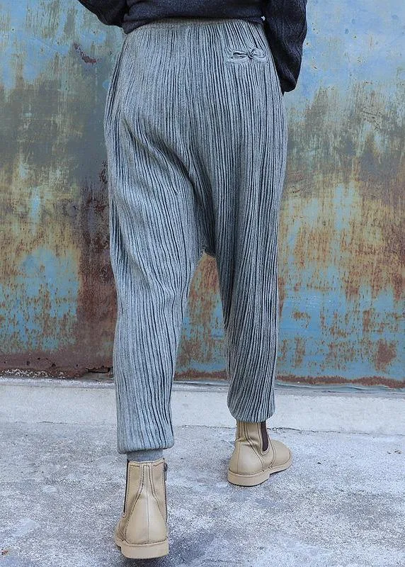 French elastic waist pants oversize gray pattern  Jeans