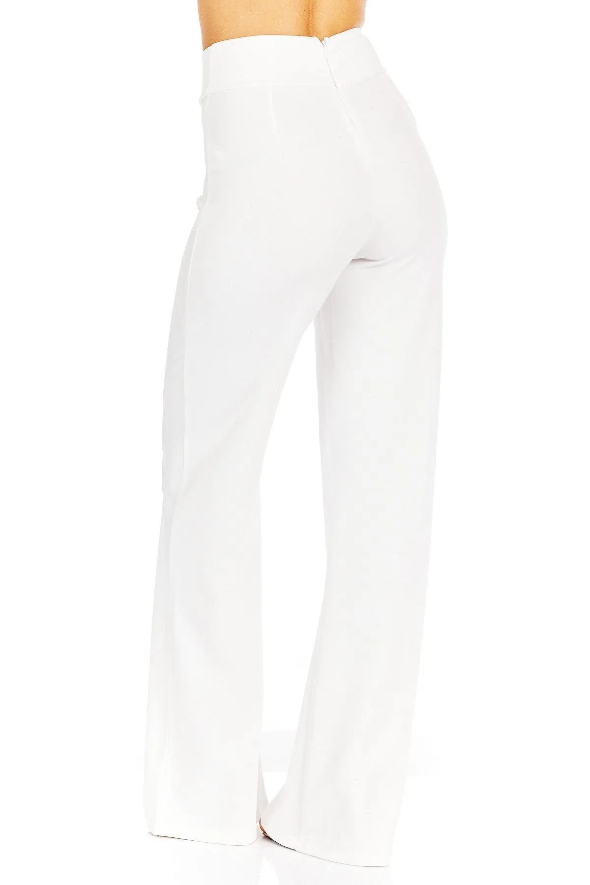 Front-line Flared Leg Design Solid Pants