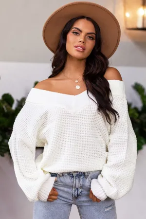 Ginny Ivory Knit Bell Sleeve Sweater