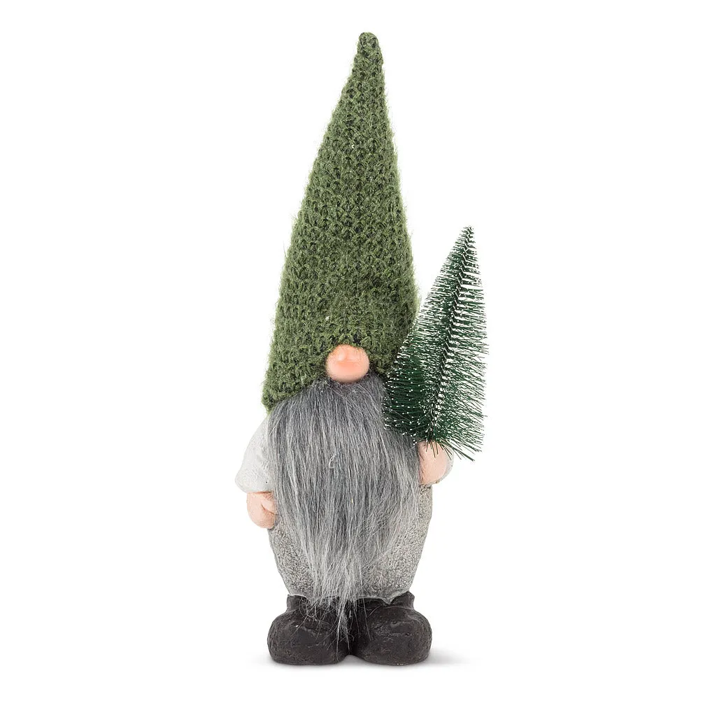 Gnome with Knit Hat and Tree