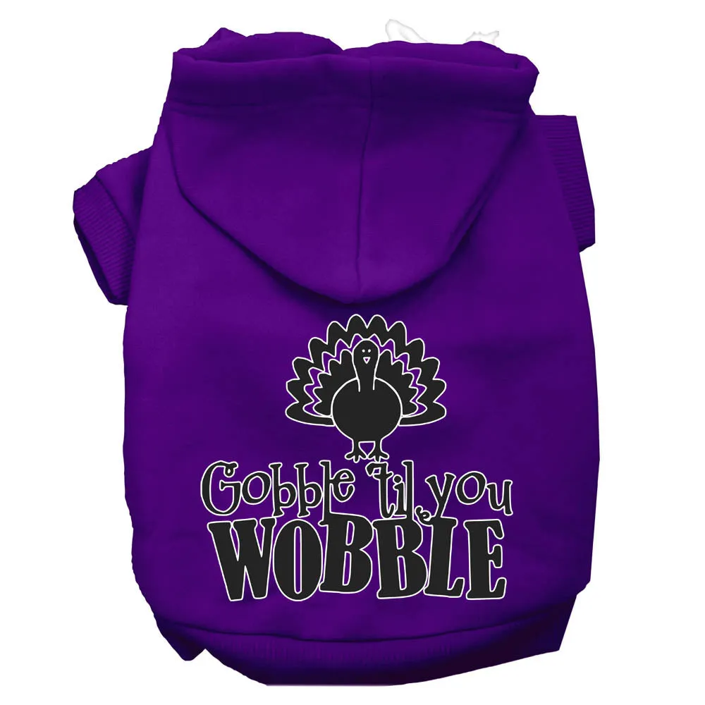 Gobble Til You Wobble Screen Print Dog Hoodie Purple Xxxl