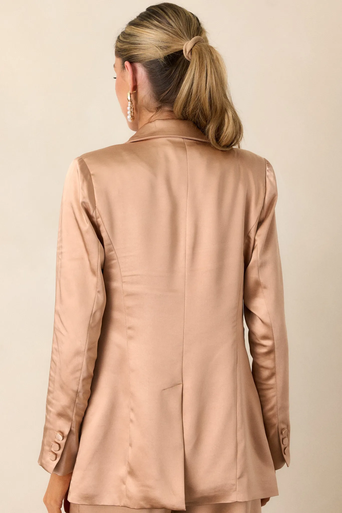 Going Places Light Copper Satin Blazer