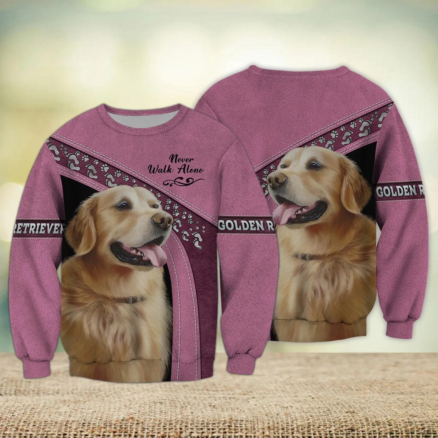 Golden Retriever Multicolor Love Never Walk Alone 3D Full Print Sweatshirt