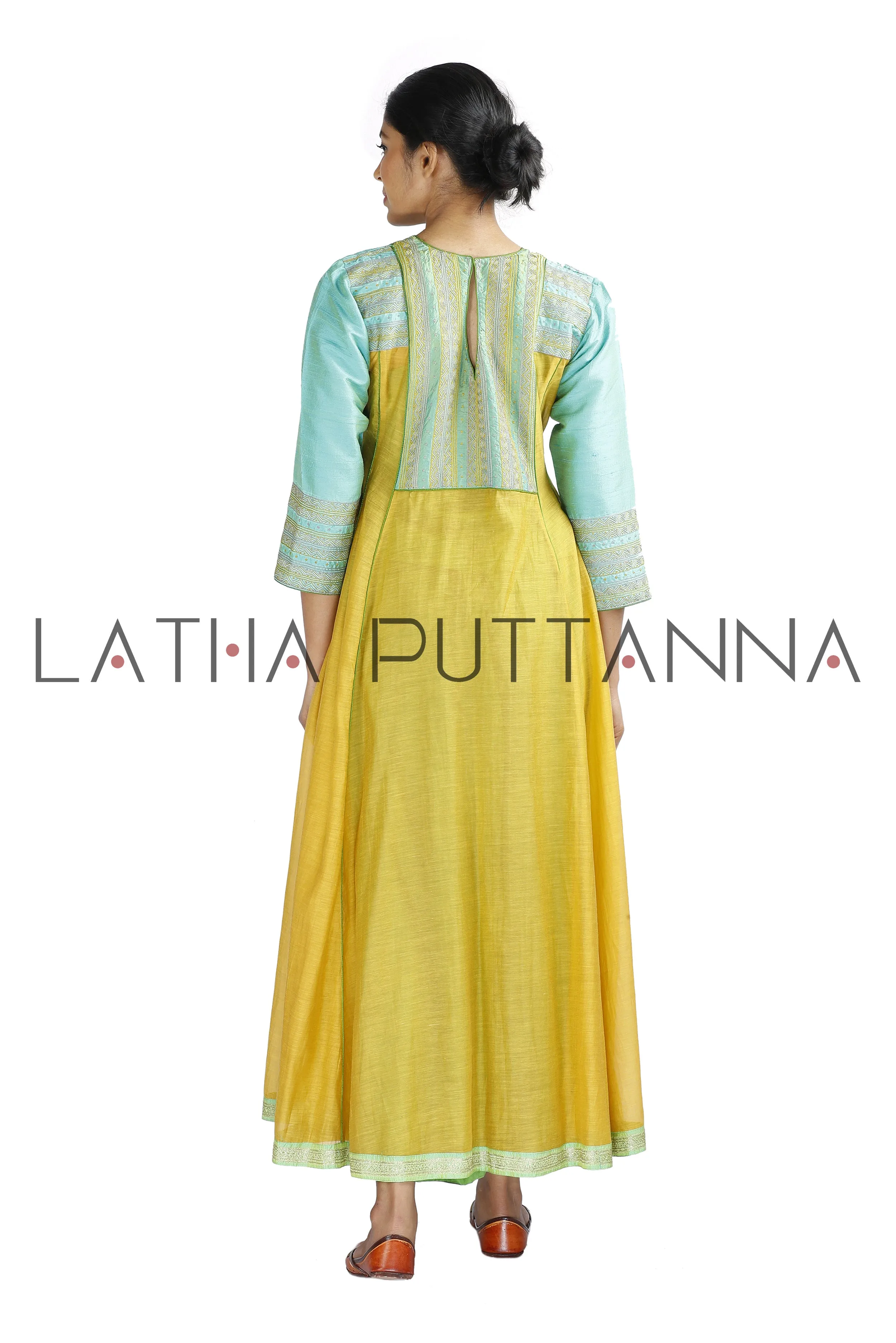 Golden yellow and green salwar