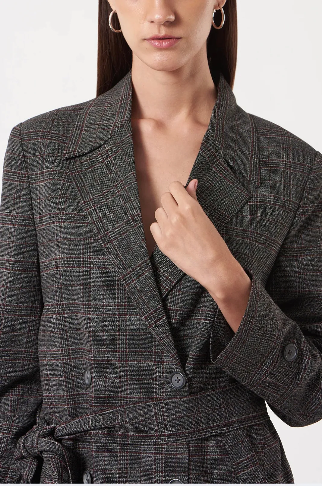 Grey Double Breasted Check Blazer dress