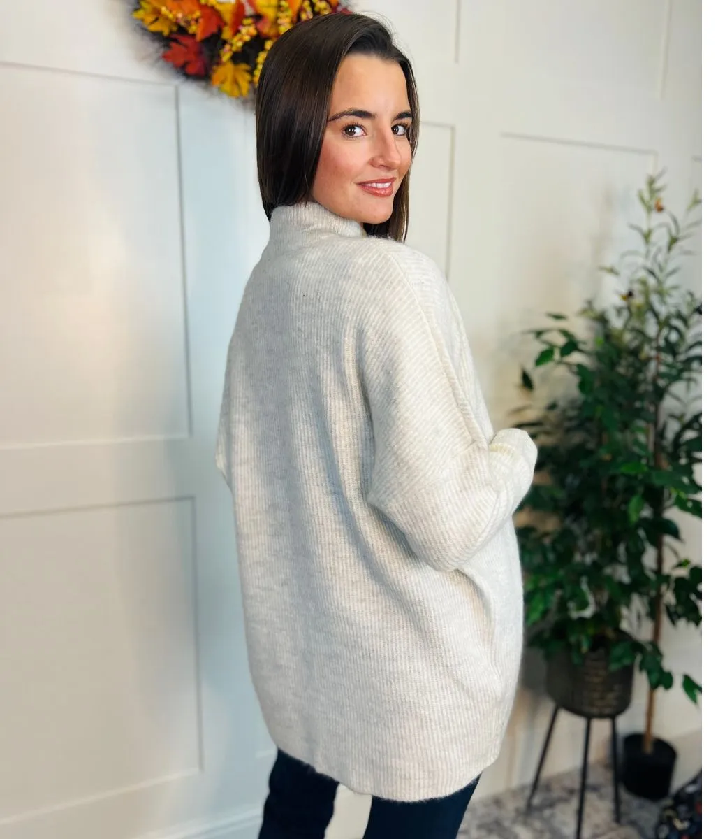 Grey Wool Rich Relaxed Jumper