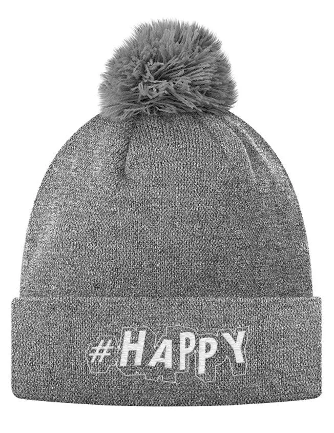 #Happy Pom Pom Knit Cap