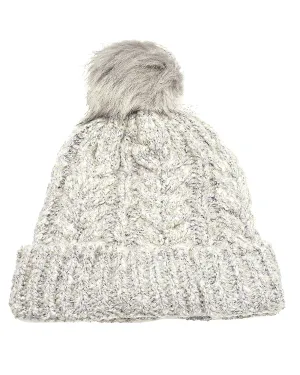 Hat-Sherpa Lined Acrylic Pompom Beanie Wither Hat Grey | GREY