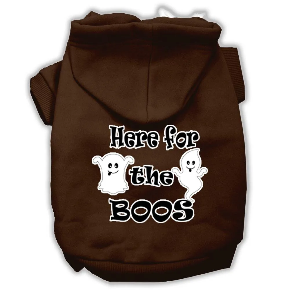 Here For The Boos Screenprint Dog Hoodie Brown L (14)