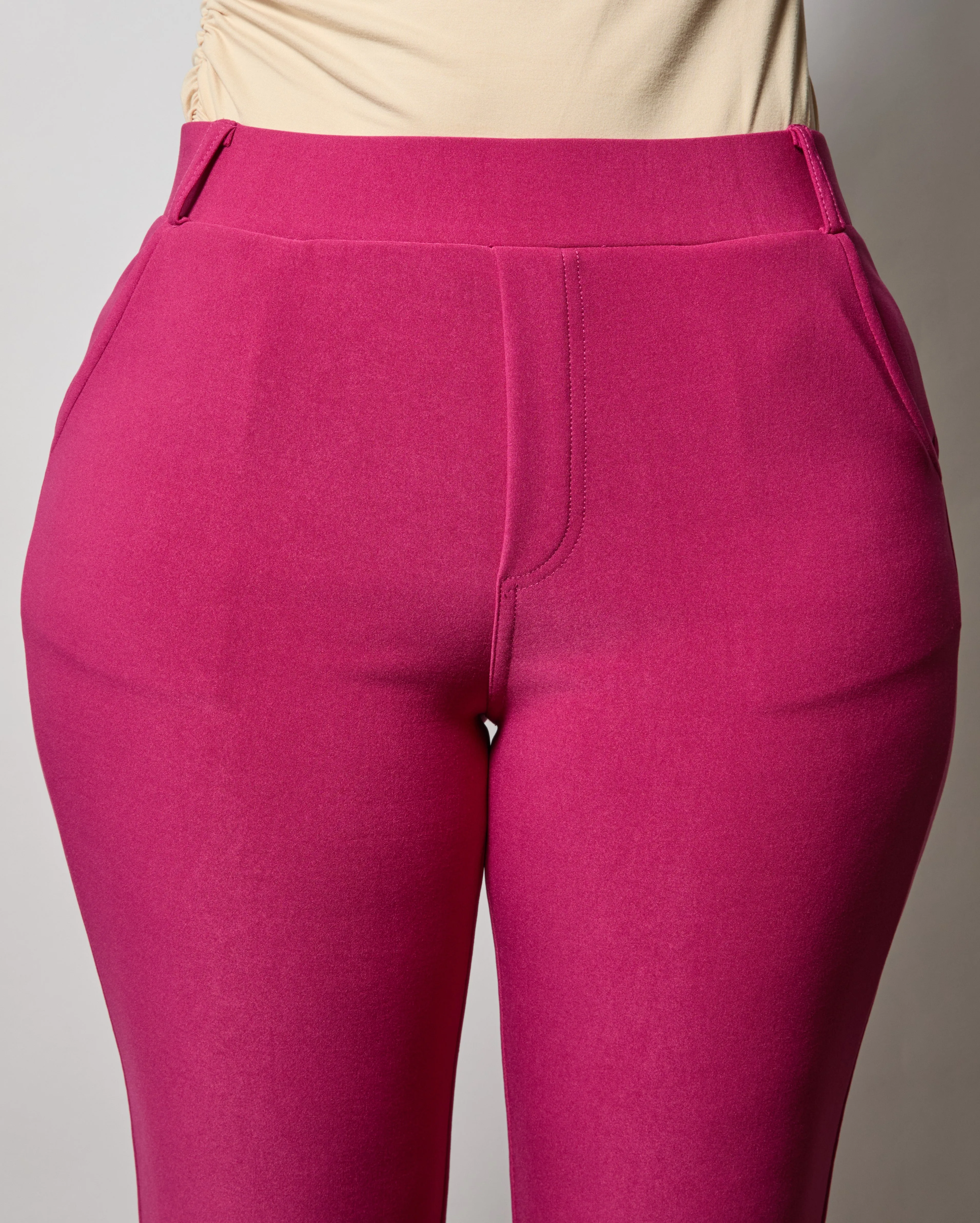 High Rise Pull On Sculpting Flare Pants - Magenta