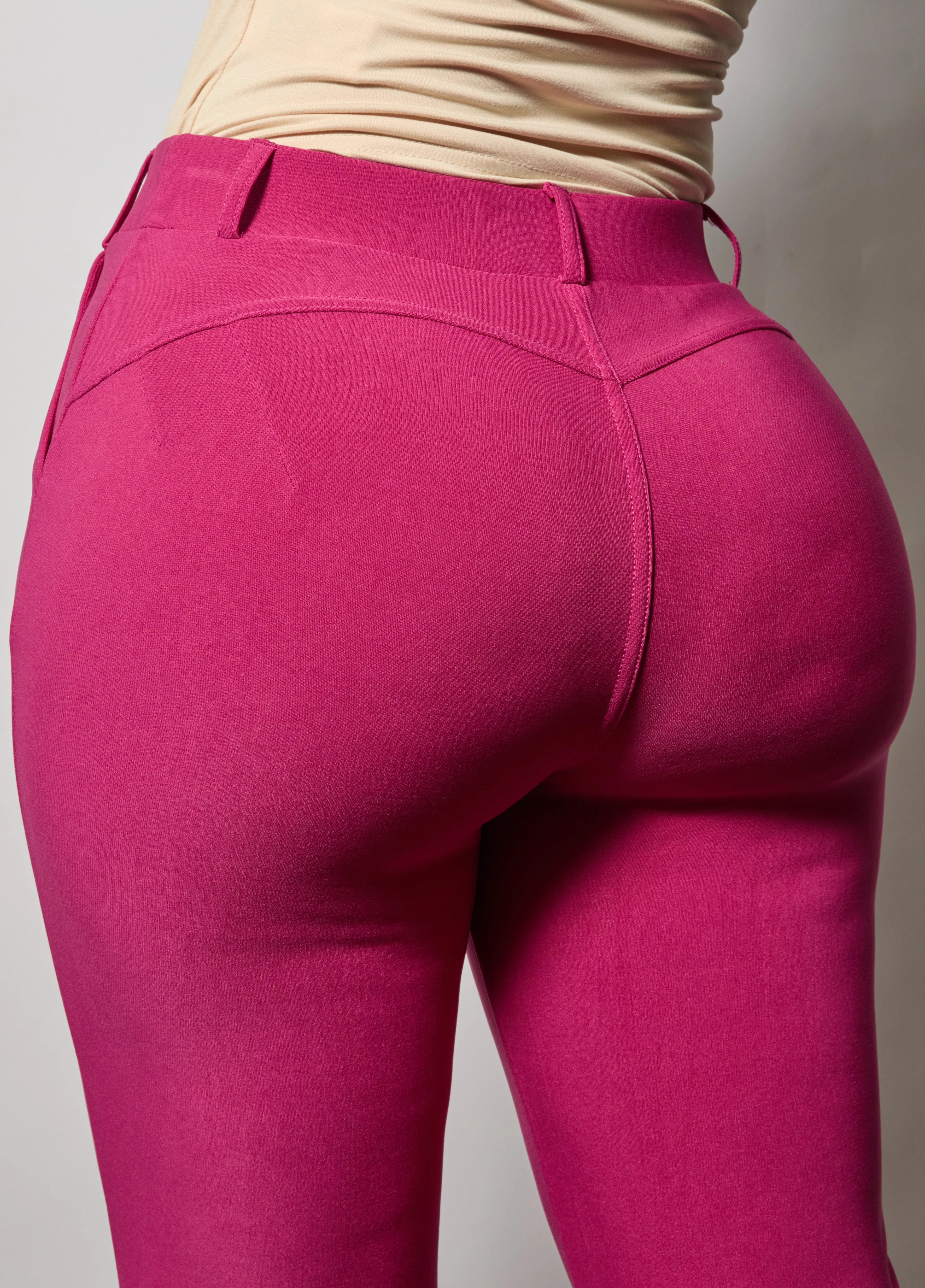 High Rise Pull On Sculpting Flare Pants - Magenta