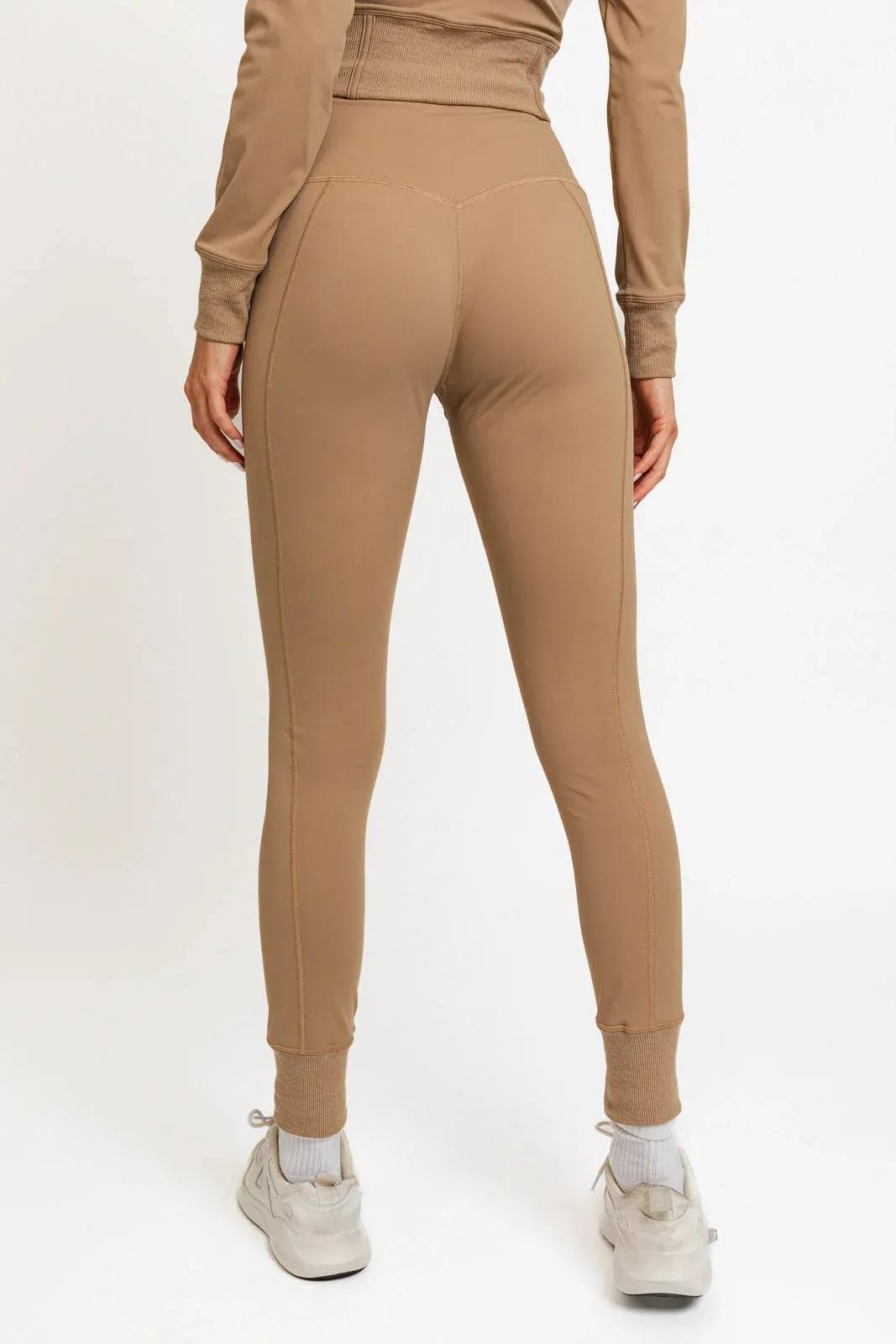 High Waist Banded Cuffs Jogger Pants Leggings