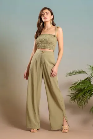 HIGH WAIST WIDE SPLIT LEG DRESS PANTS