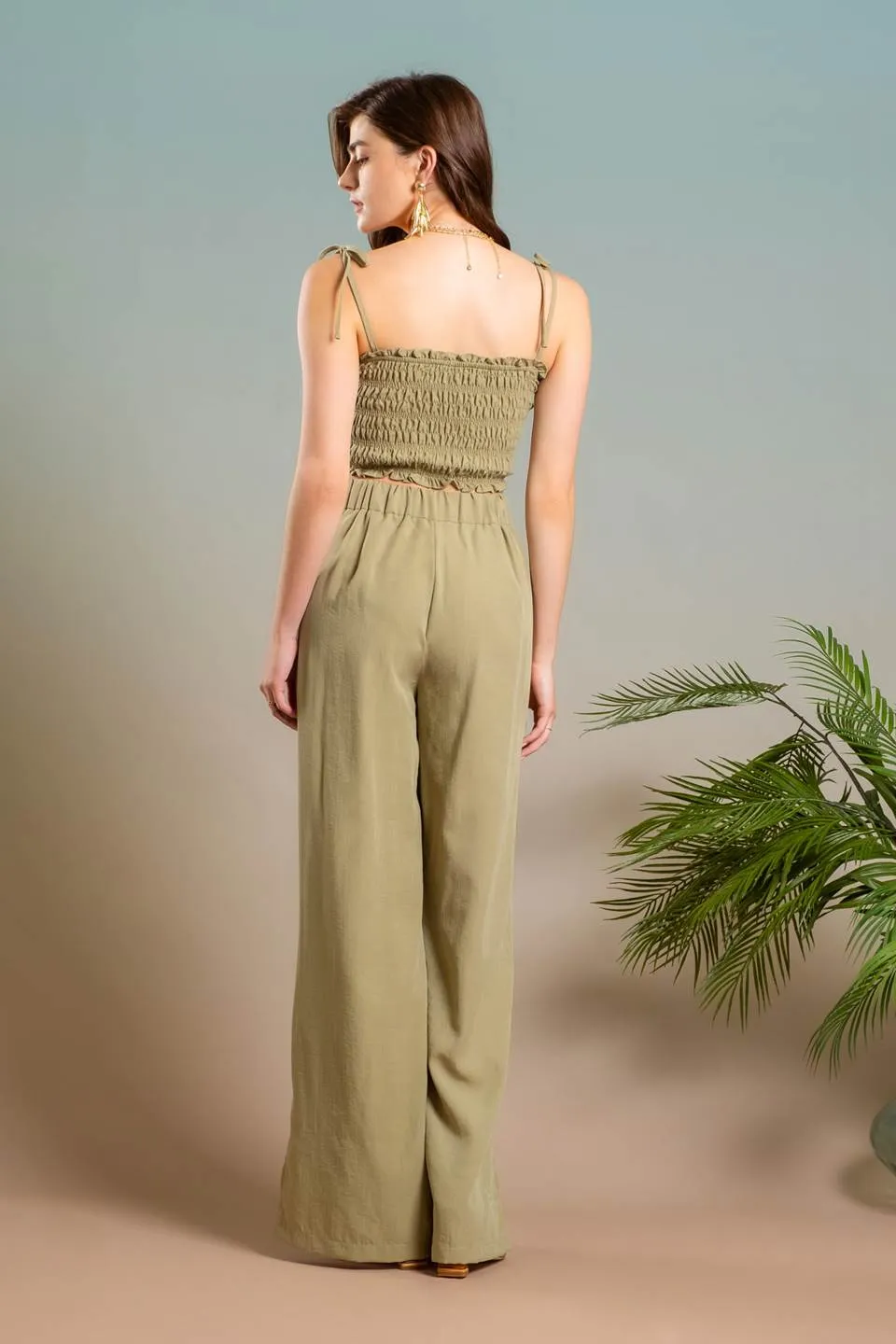 HIGH WAIST WIDE SPLIT LEG DRESS PANTS