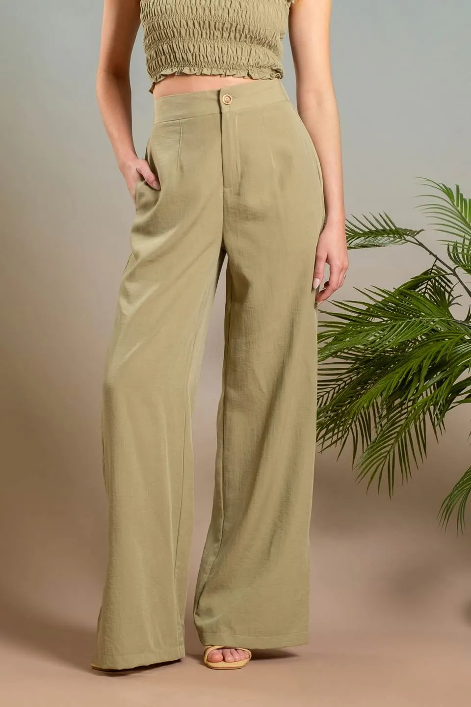 HIGH WAIST WIDE SPLIT LEG DRESS PANTS