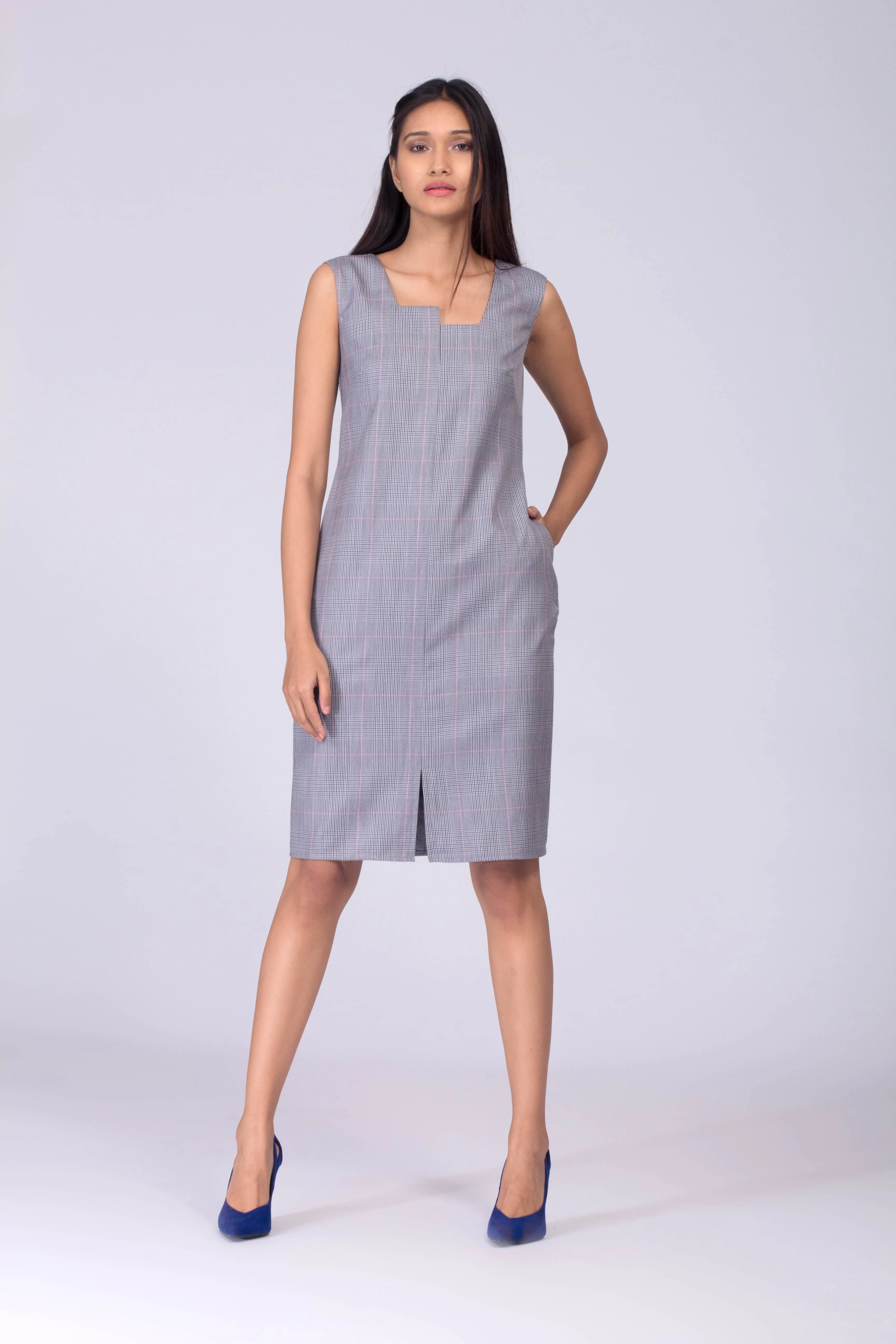 Hillary Boxy Neck Shift Dress with Blazer