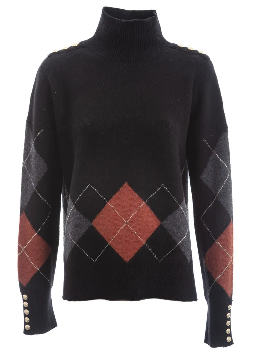 Holland Cooper Heritage Argyle Knit in Black