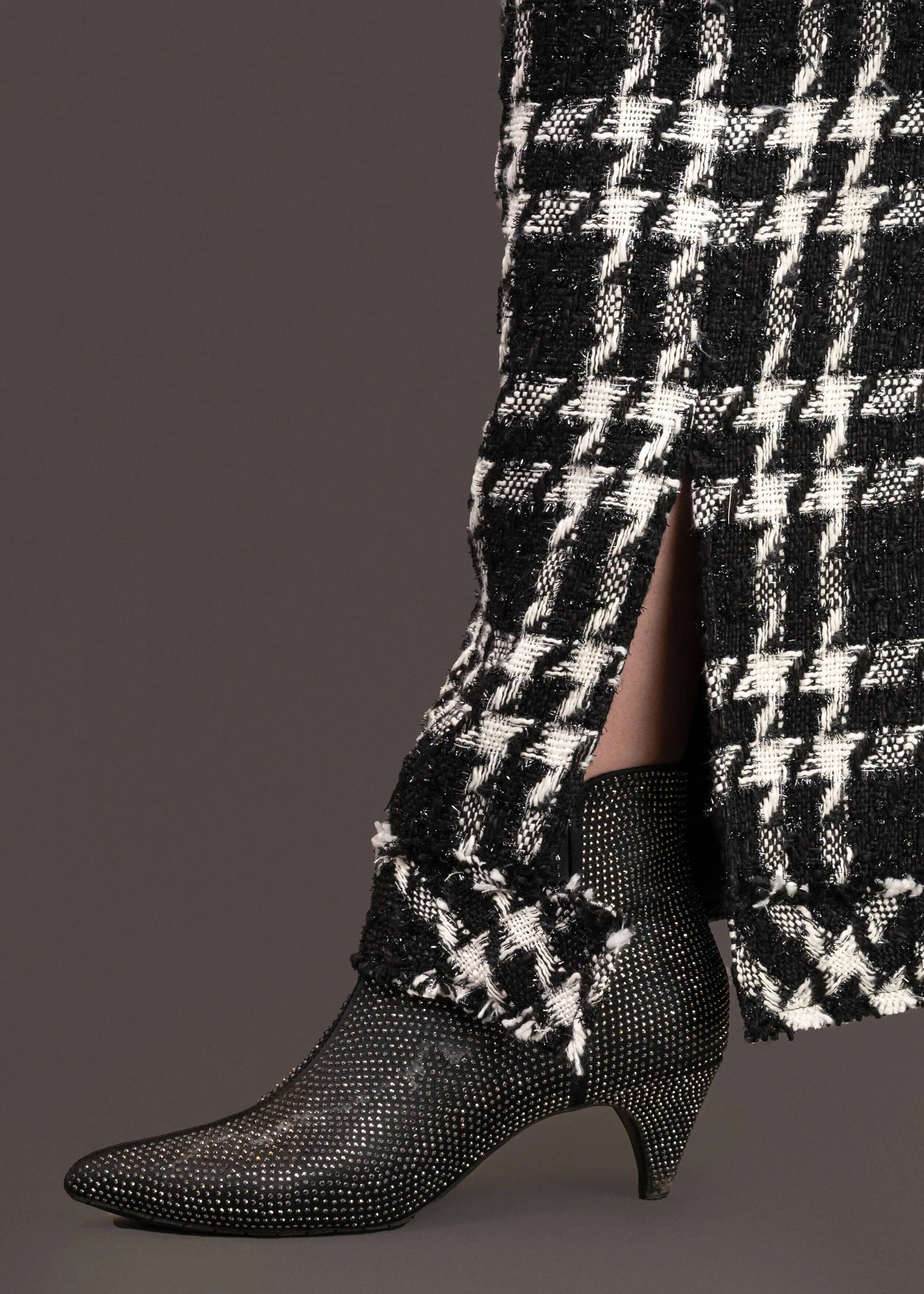 Houndstooth Tweed Dress Pants