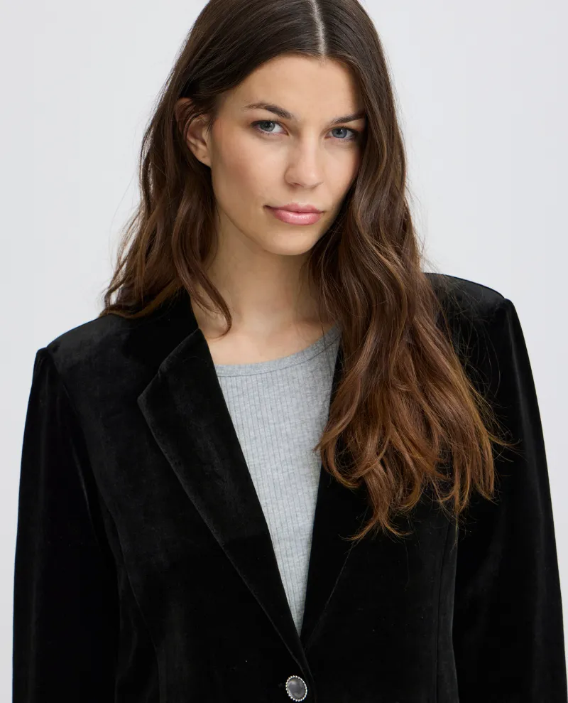 Ichi Velvetty Black Blazer