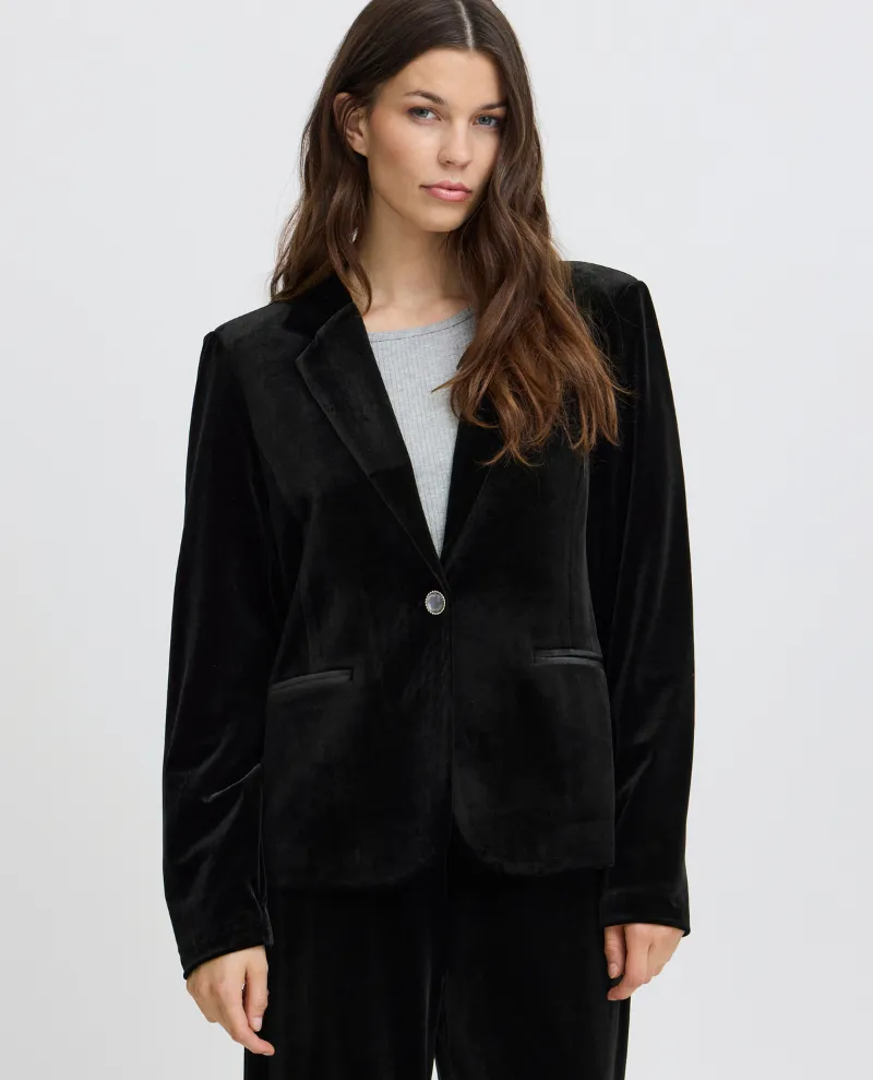 Ichi Velvetty Black Blazer