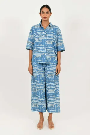 Indigo Splash Linen Co-Ord Set