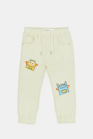 Infant Girls Cream Novelty Jeans