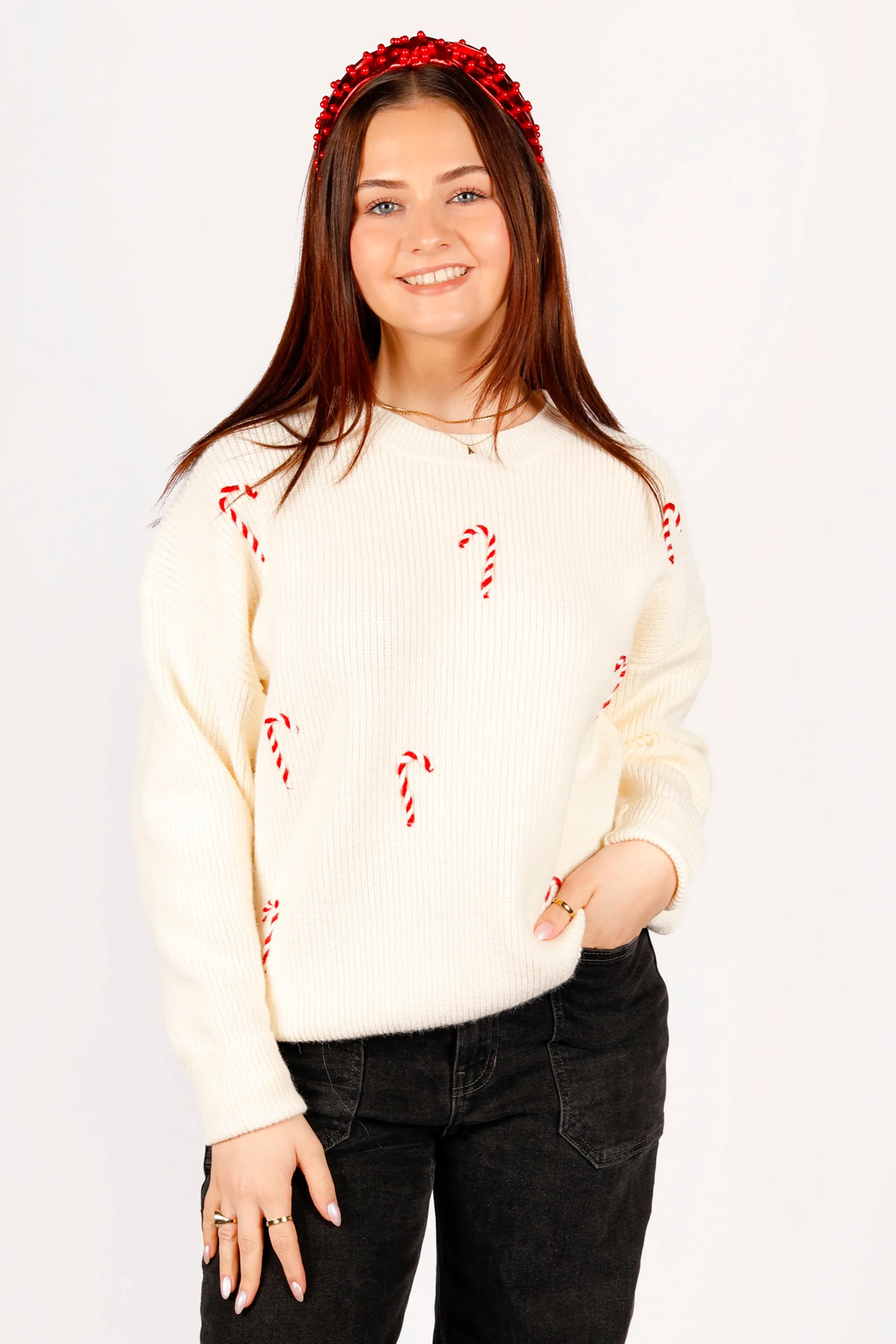 Ivory Candy Cane Sweater