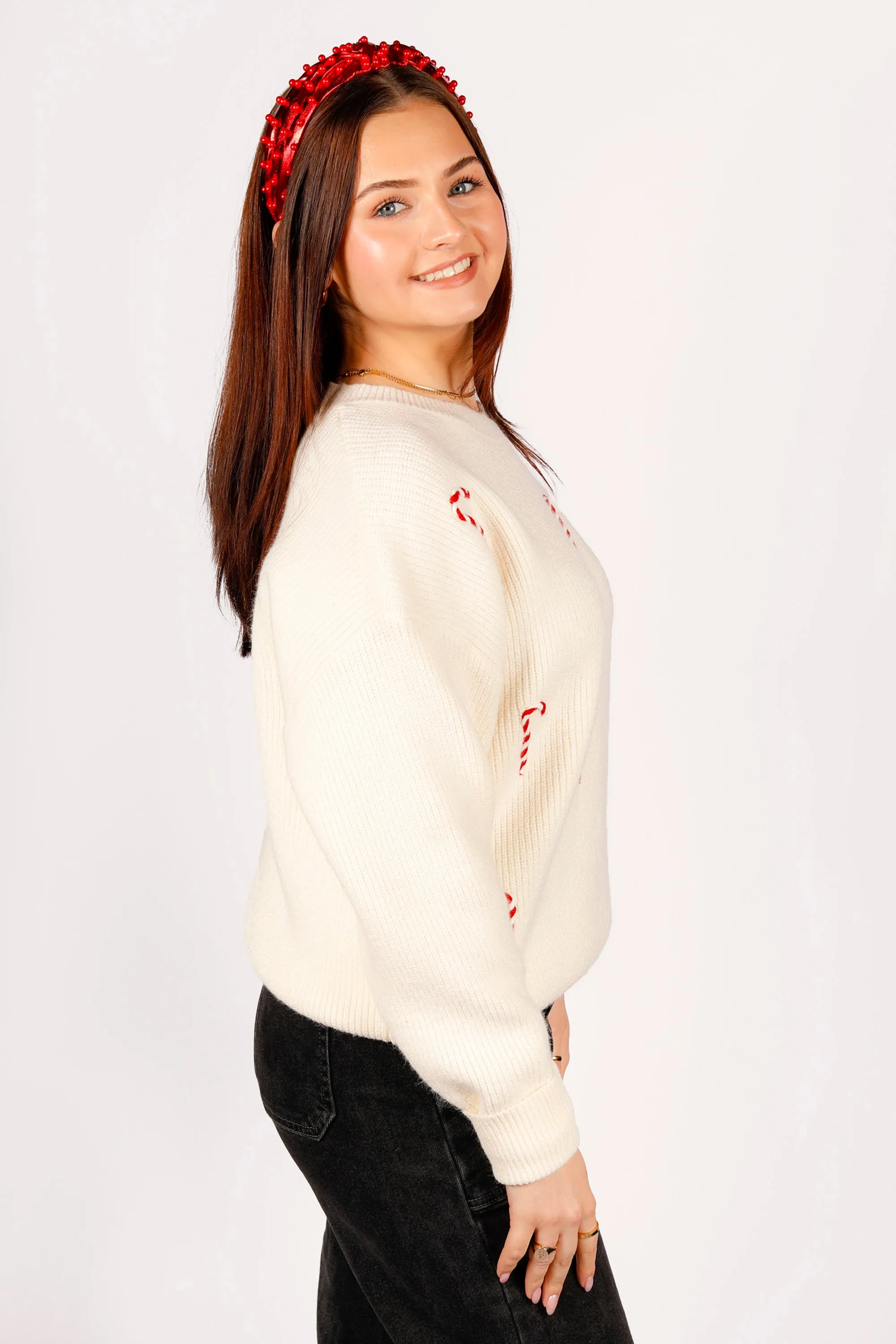 Ivory Candy Cane Sweater