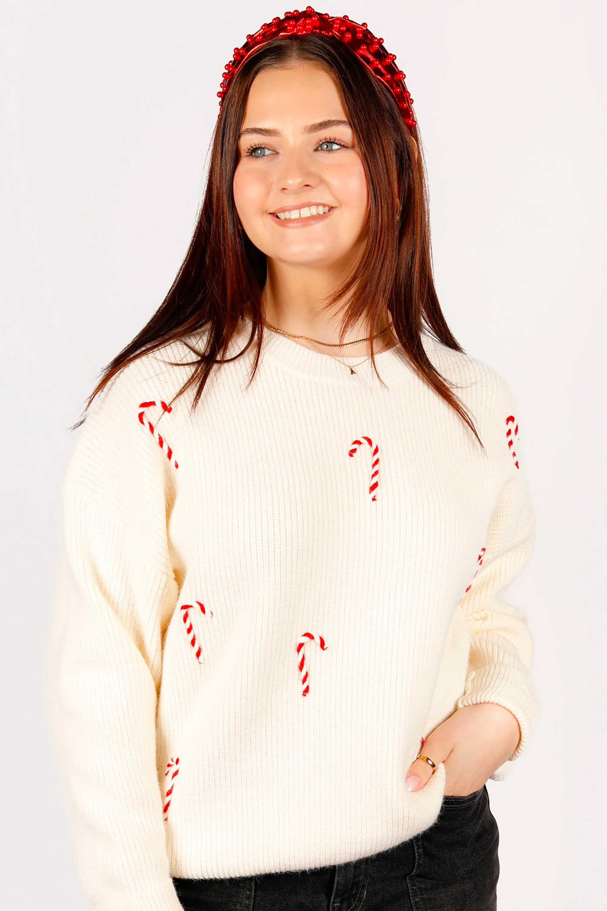 Ivory Candy Cane Sweater