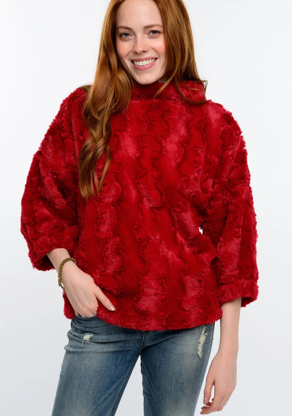 Ivy Jane 930040 Poof Sleeve Faux Fur Popover