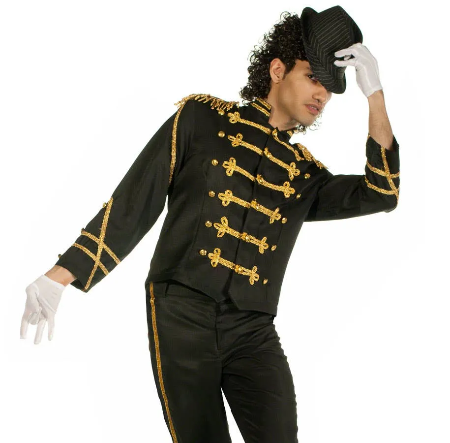 Jackson Mens Black and Gold Military Jacket Costume