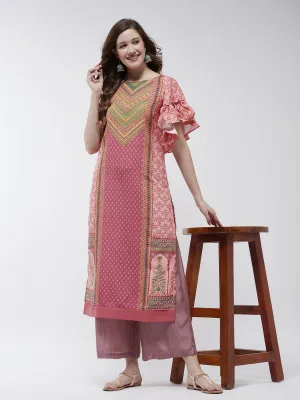 Jaipur Haat Placement Kurta With Flared Sleeves