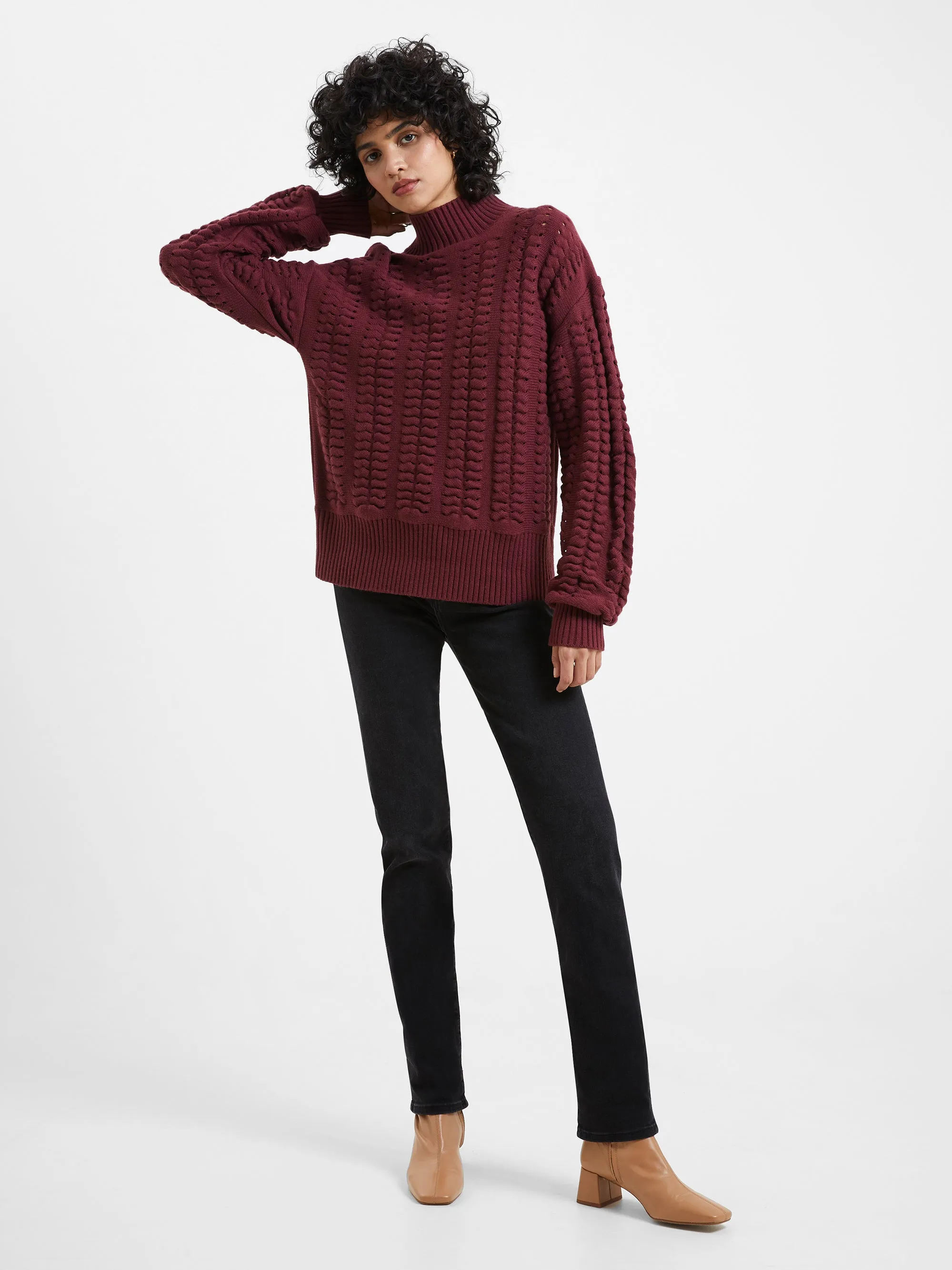 Jolee High Neck Cable Knit Jumper